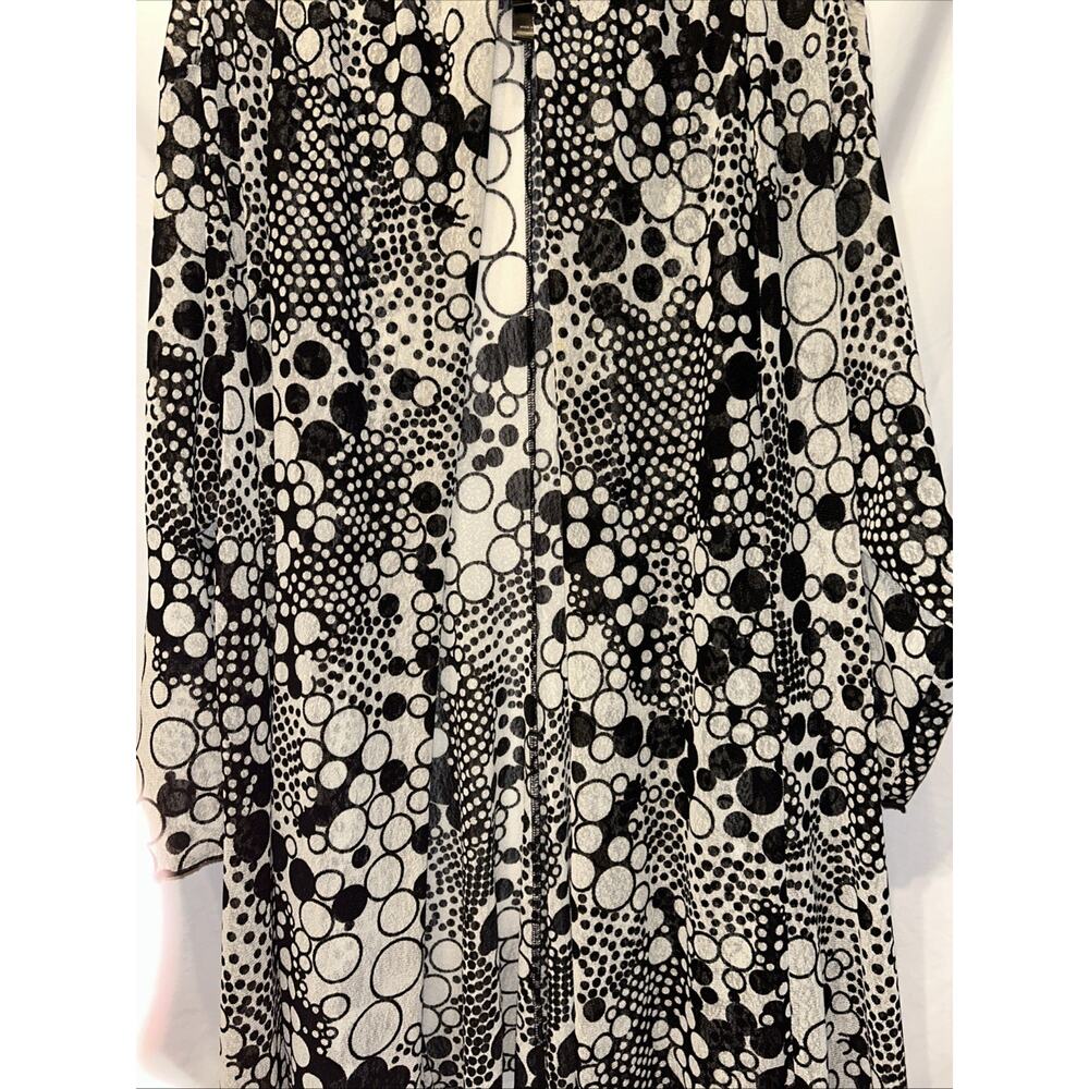 Ali Miles Cardigan Womens Plus 3X Black White Sheer Mesh Sweater Lightweight - Picture 3 of 13